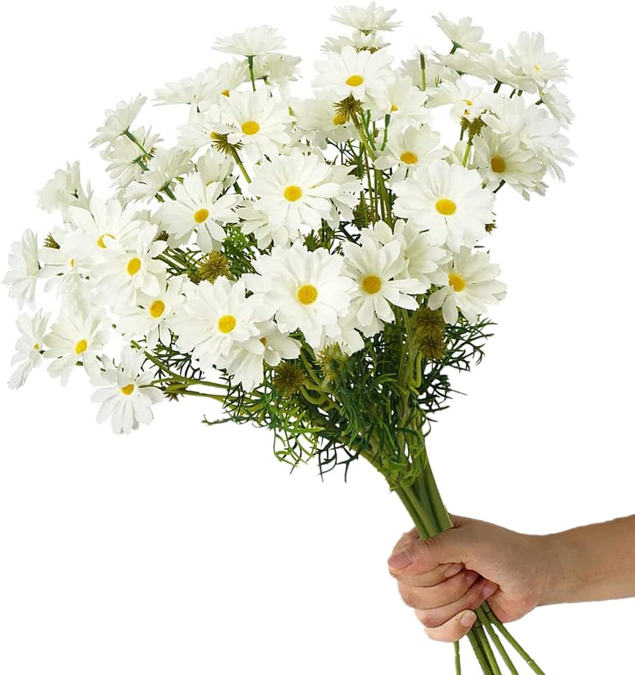 Smalldu Small White Daisy Flowers Artificial,2