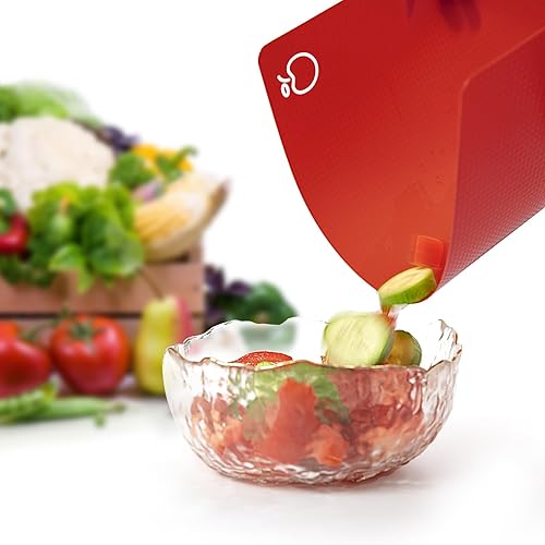 Miniatura 5 de Goodluck 4 tablas de cortar flexibles, tablas de cortar de plástico sin BPA para cocina, alfombrilla de corte antideslizante para carne y verduras