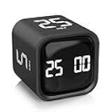 Rotating Pomodoro Timer 5, 25, 10 50 Minutes Preset, Desk Productivity Flip Timer, ADHD Tool Cube Countdown Stopwatch, Vibration/High/Low Volume/Custom Modes, for Work, Study, Back to School, Kitchen