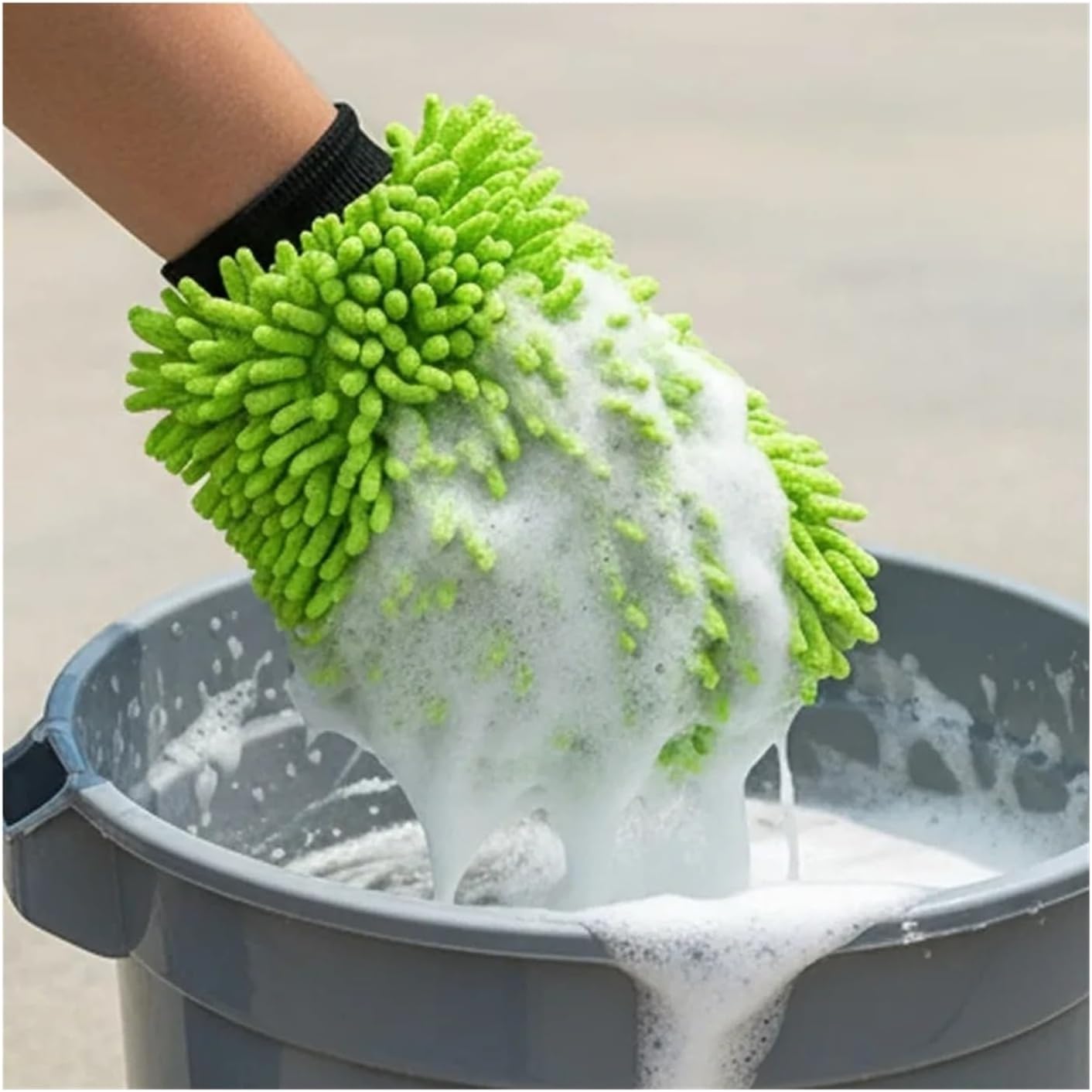 Car Wash Mitts - Double-Sided Soft Wash Gloves for Detailing and Cleaning(2pcs Green)