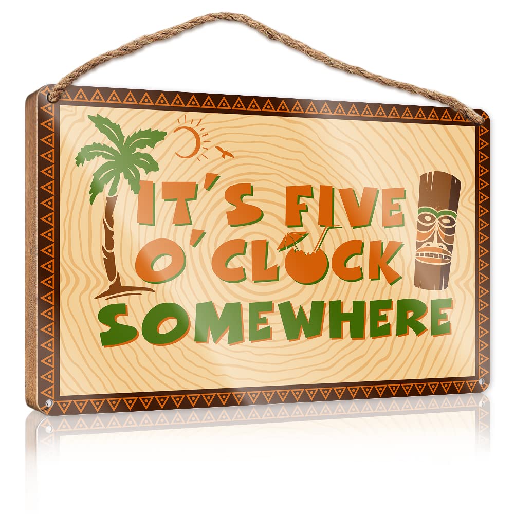 Mancave Signs And Decor It'S 5 O'Clock Somewhere Wooden Sign Wood Sign Plaque Bathroom Signs For Door(15X28CM)
