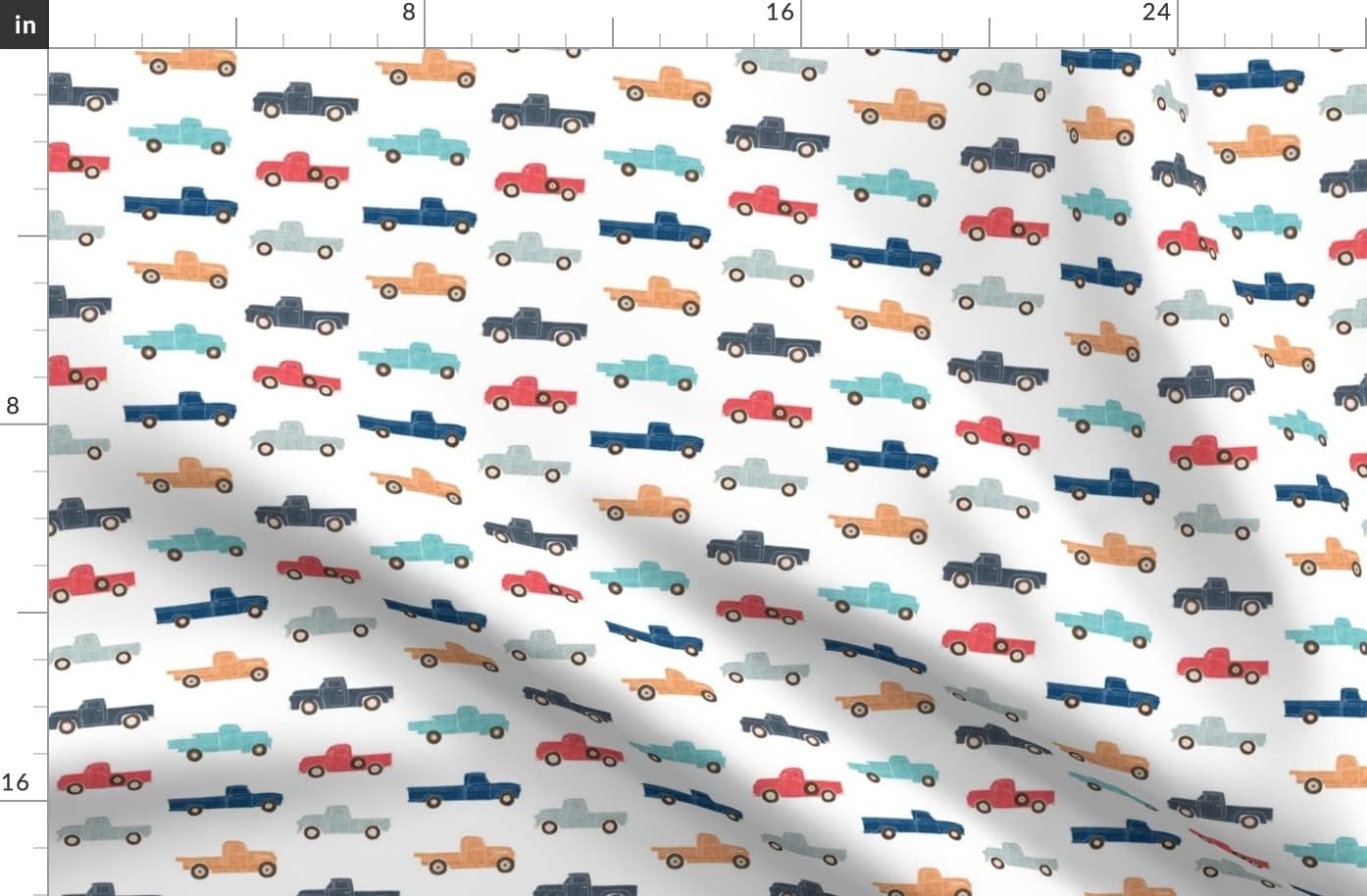 Spoonflower Fabric - Vintage Trucks Old Children Boy Printed on Organic Cotton Sateen Fabric by The Yard - Sewing Quilting Apparel Home Decor