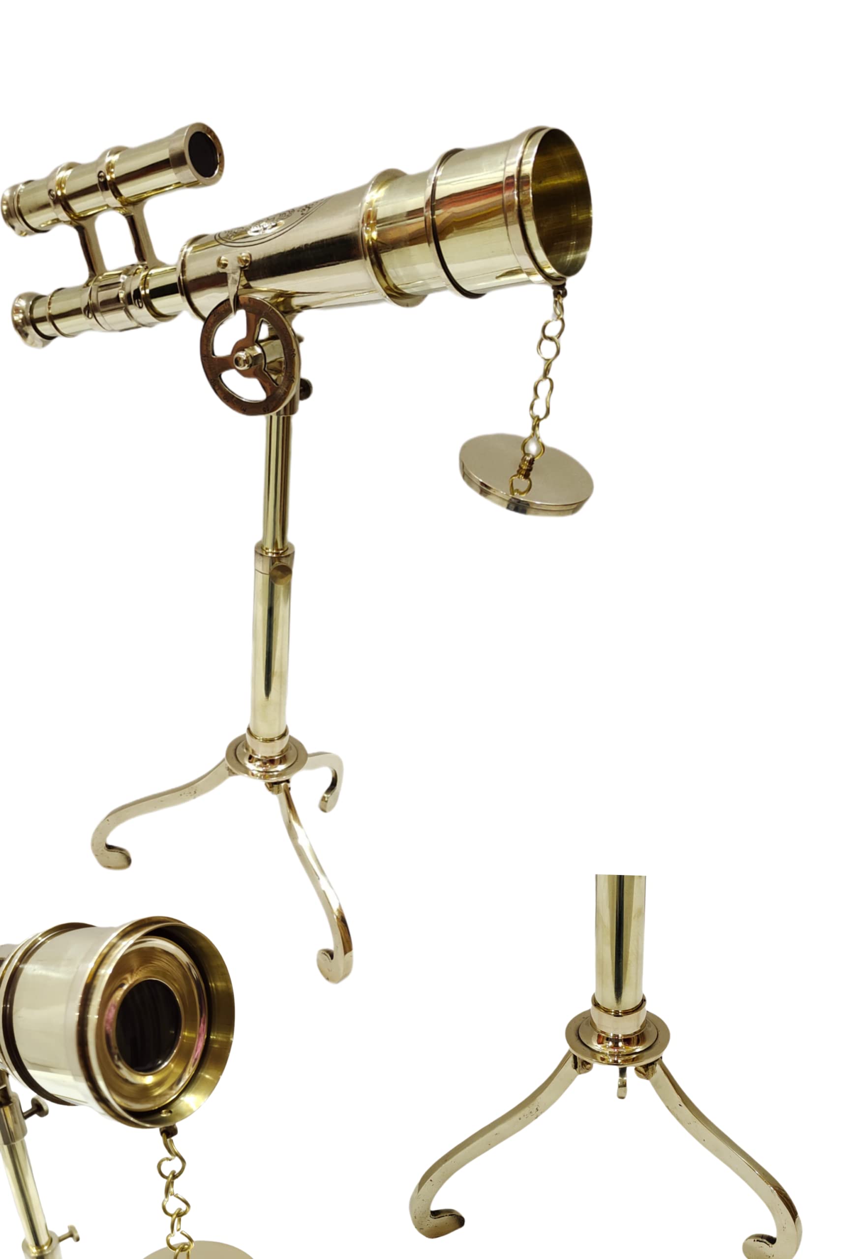 A Vintage Table Decorative Shiny Brass Tube Telescope with Antique Brass Tripod High Magnification Sailor Article
