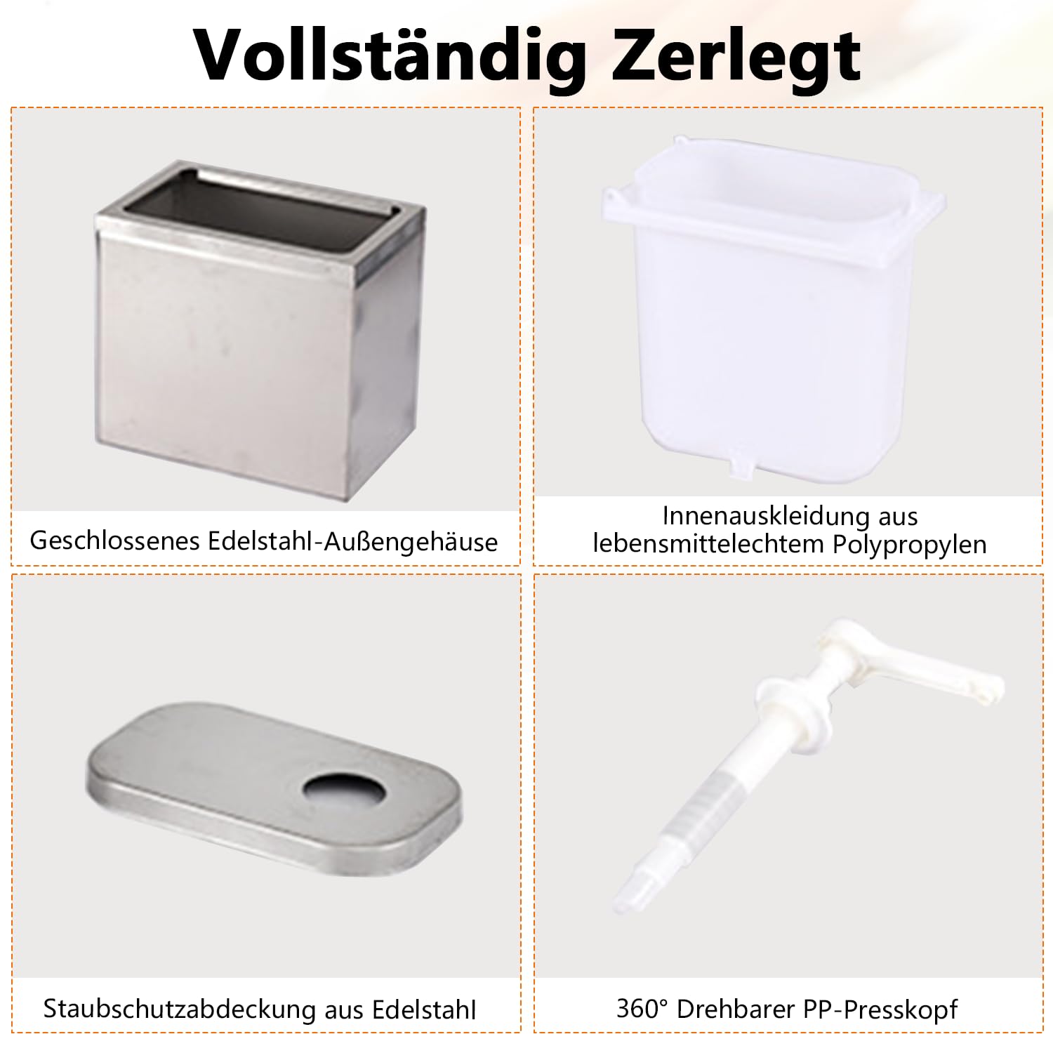 Dosatore per salse da 4 l, con 2 teste di pompa, in acciaio inox, 30 ml per pompa, 2 dosatori da 2 l, per ketchup, maiono, miele, gastro