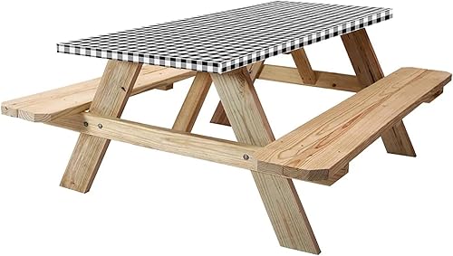 Miniatura 1 de KENOBEE - Mantel para mesa de picnic, 6 pies, 72 x 30 pulgadas, parte trasera de franela, borde elástico, impermeable, cubierta de plástico lavable,