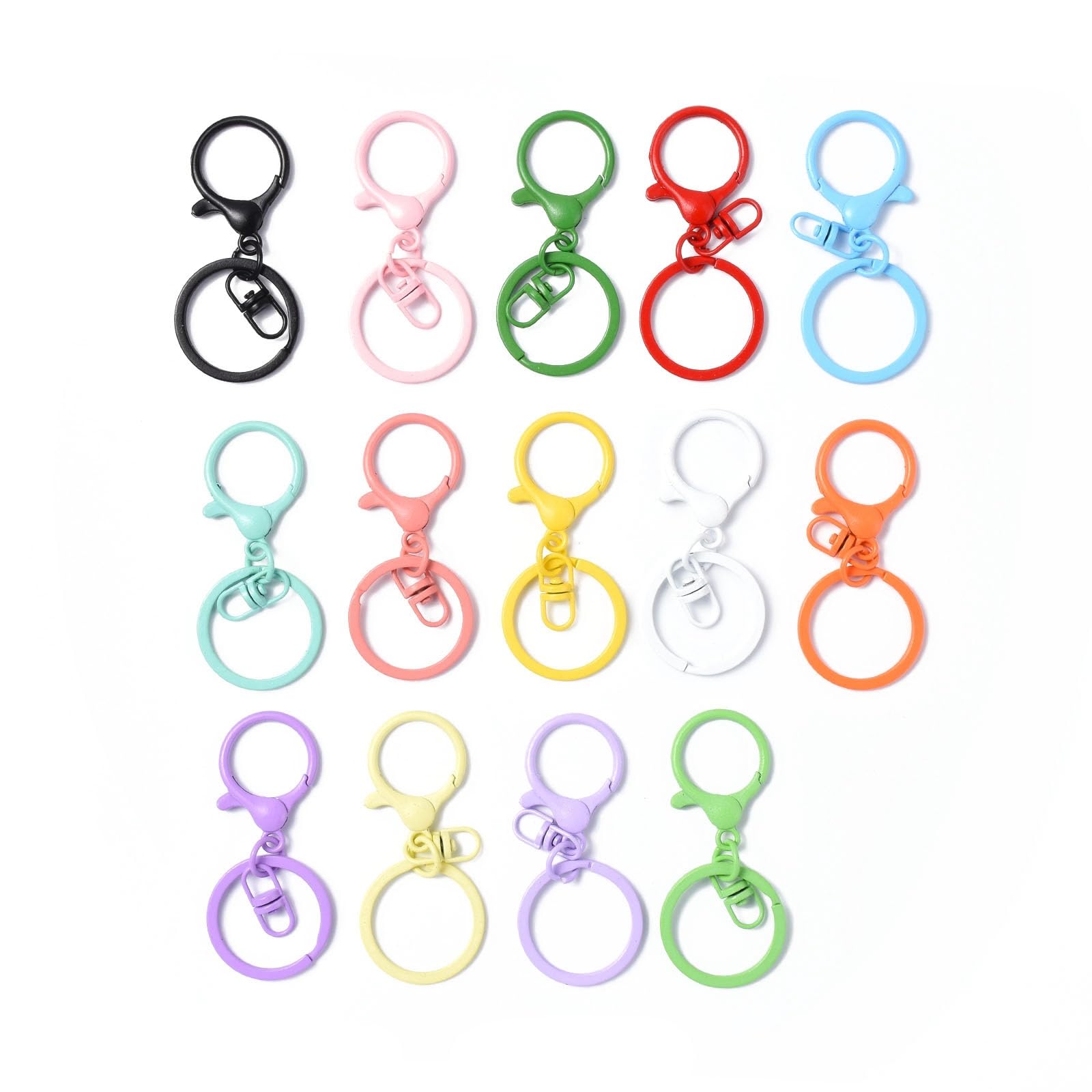 LiQunSweet 10 pcs Mixed Color Alloy Keychain with Lobster Claw Swivel Clasps Split Rings Clips Accessories for Keychain Office DIY Crafts Findings Supplies
