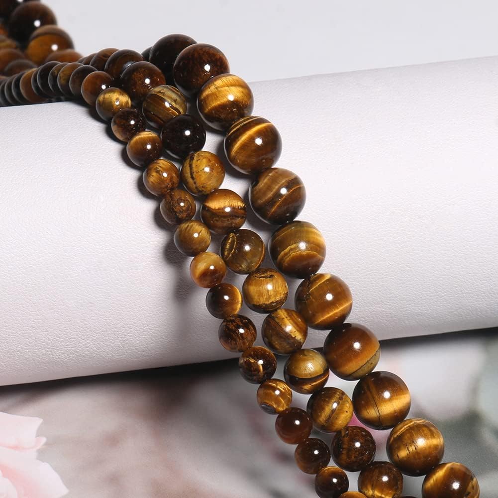 Lasofamere 6mm Natural Stone Beads for Jewelry DIY Making Bulk,Natural Yellow Tiger Eye Loose