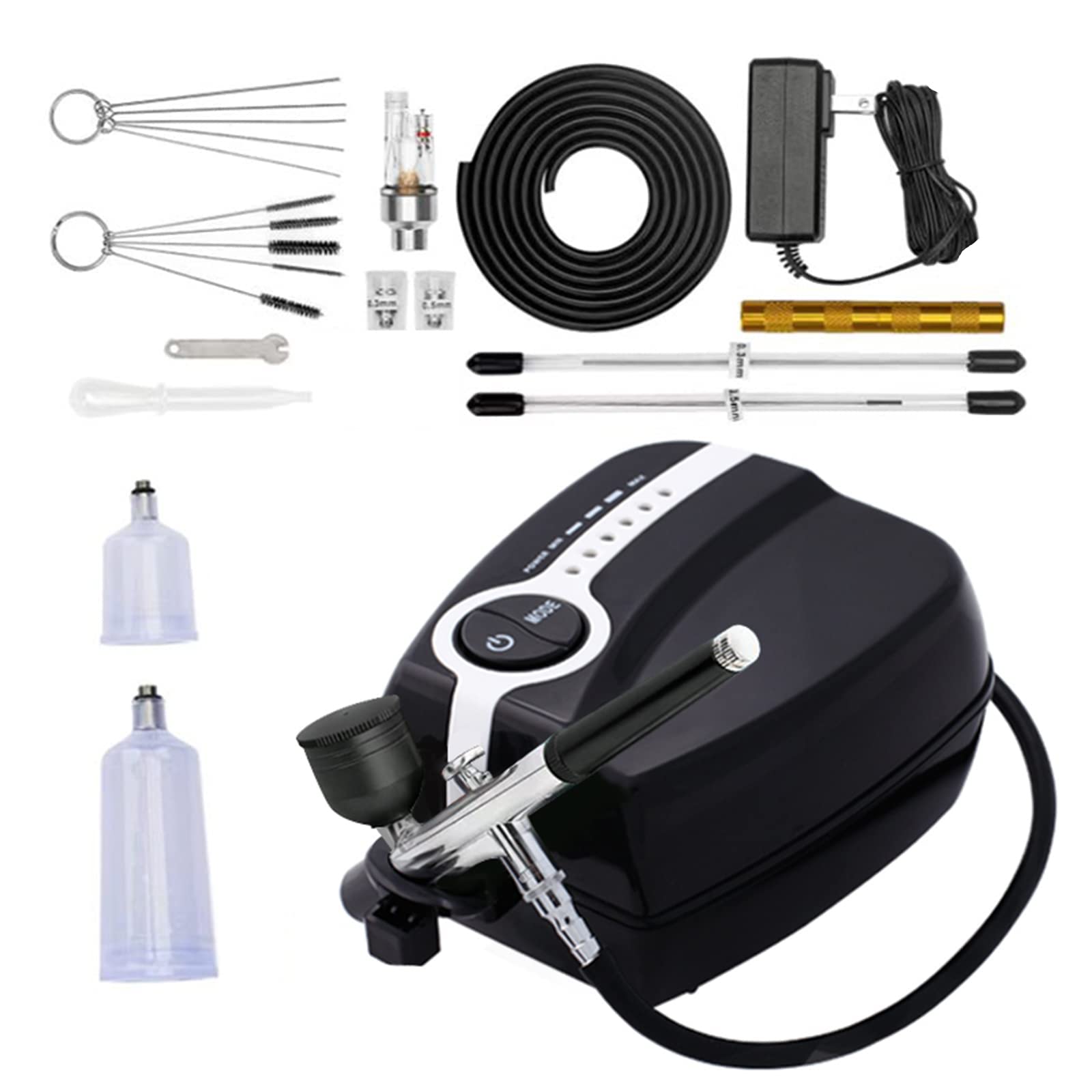Airbrush, 30PSI Airbrush Kit, Multi-Functional Action Airbrush Set with Compressor for Painting Portable Airbrush Set for Makeup Art Paint Craft Cake Decorating Nail Design Barber- Britain Standard