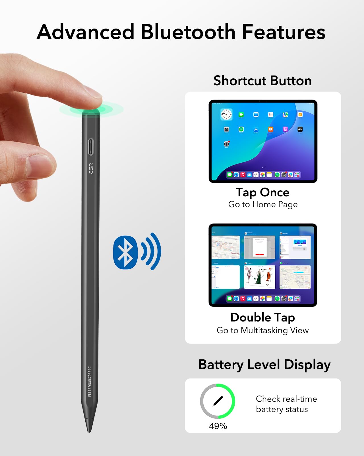 ESR Geo Digital iPad Pencil for iPad 2018-2026, Find My, Easy Shortcuts — Amazon image 4