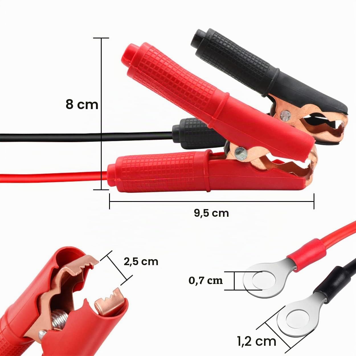 Pince Crocodile Batterie 12V 24V avec Fusible Pinces Crocodiles Voiture Pince pour Cable Batterie 30A 14AWG, for Automotive Battery Other Equipment (3 m)