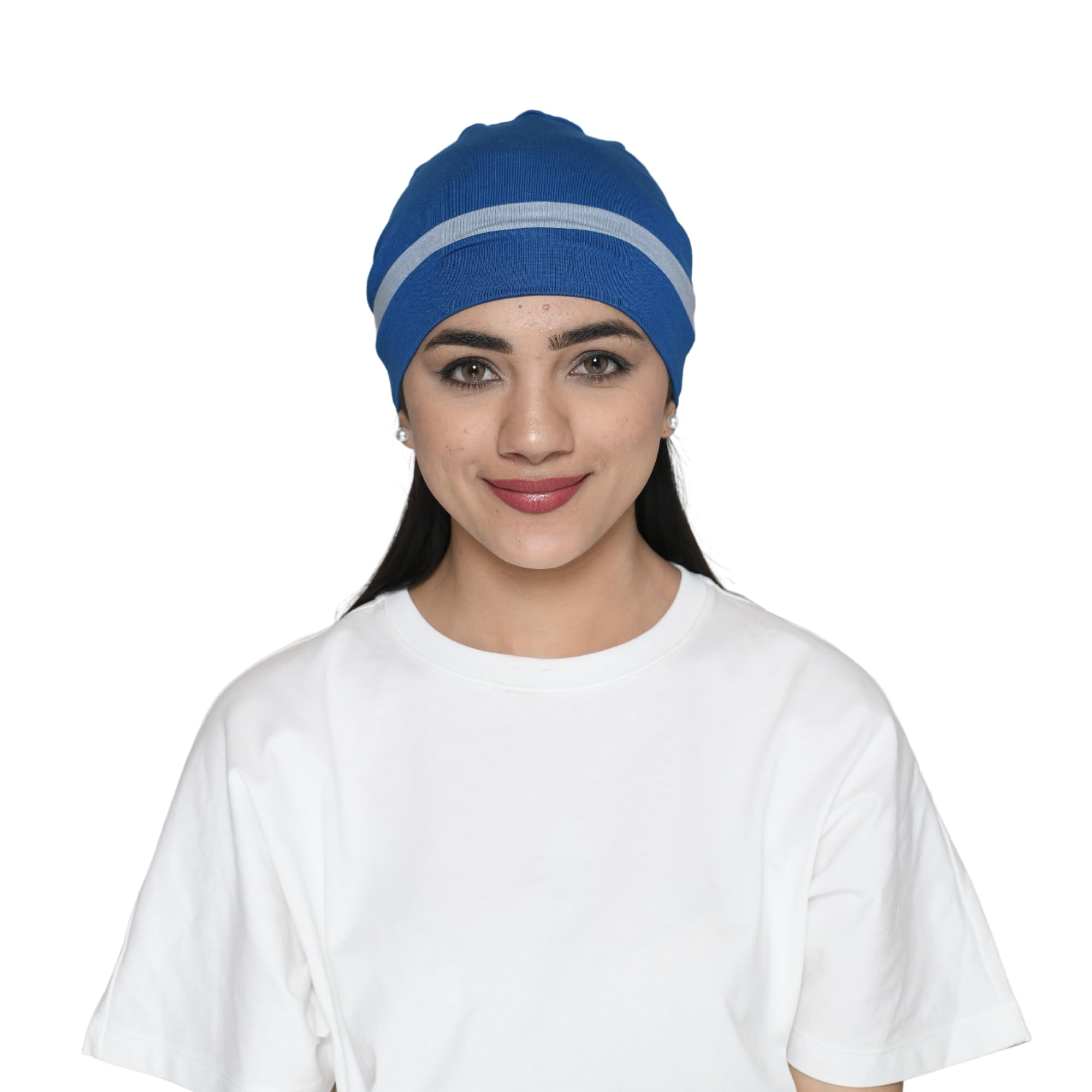 Bamboo Viscose Solid Sleep Cap with Centre Stripe for Women (SS502 Multicolor)-image-18