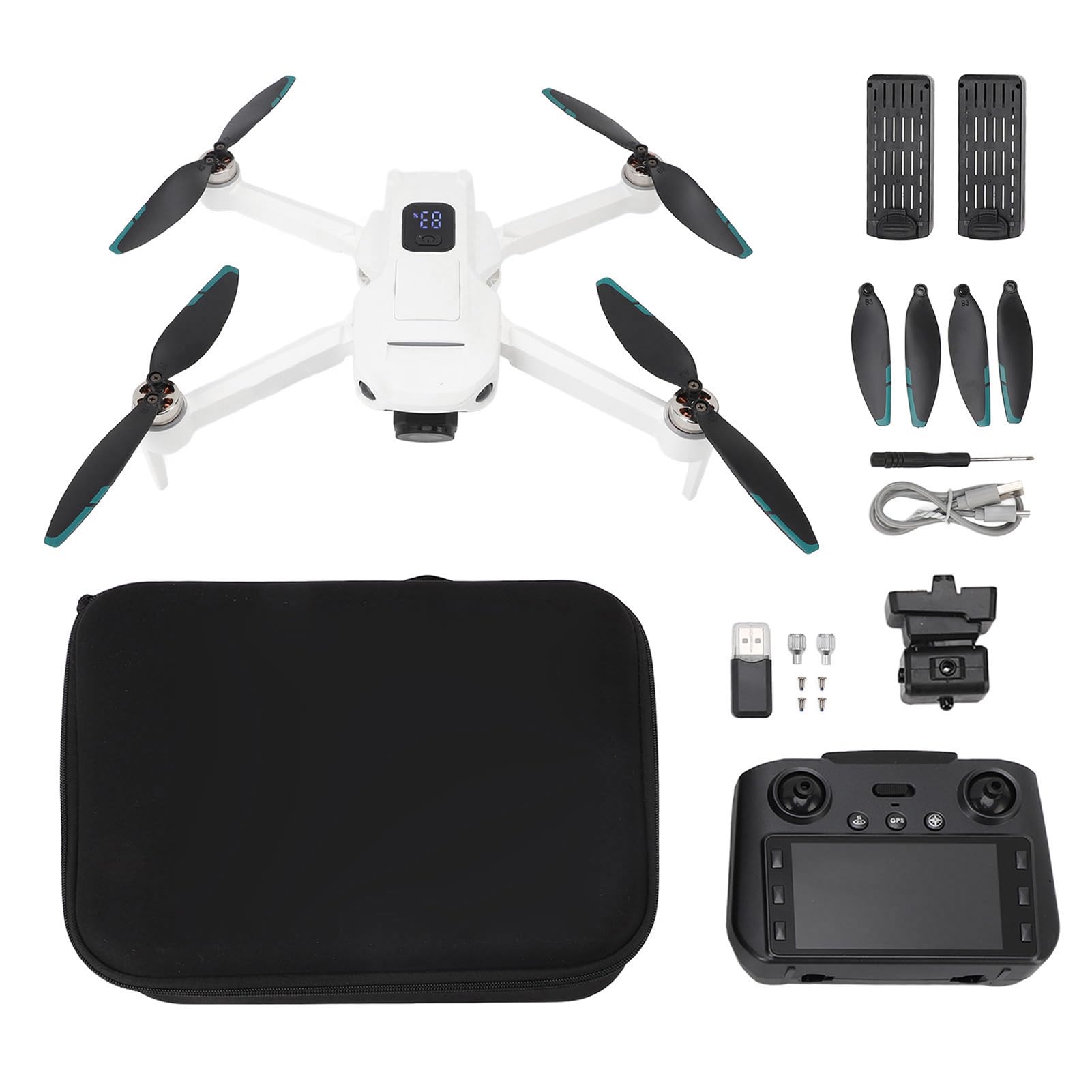 Drony z podwójną kamerą dla Dorosłych, Dron z Wyświetlaniem na Ekranie LCD Pilote App Pilot, Wi -Fi 5G RC Quadcopter dla Początkujących, Inteligentne Unikanie Przeszkód (2 baterie)