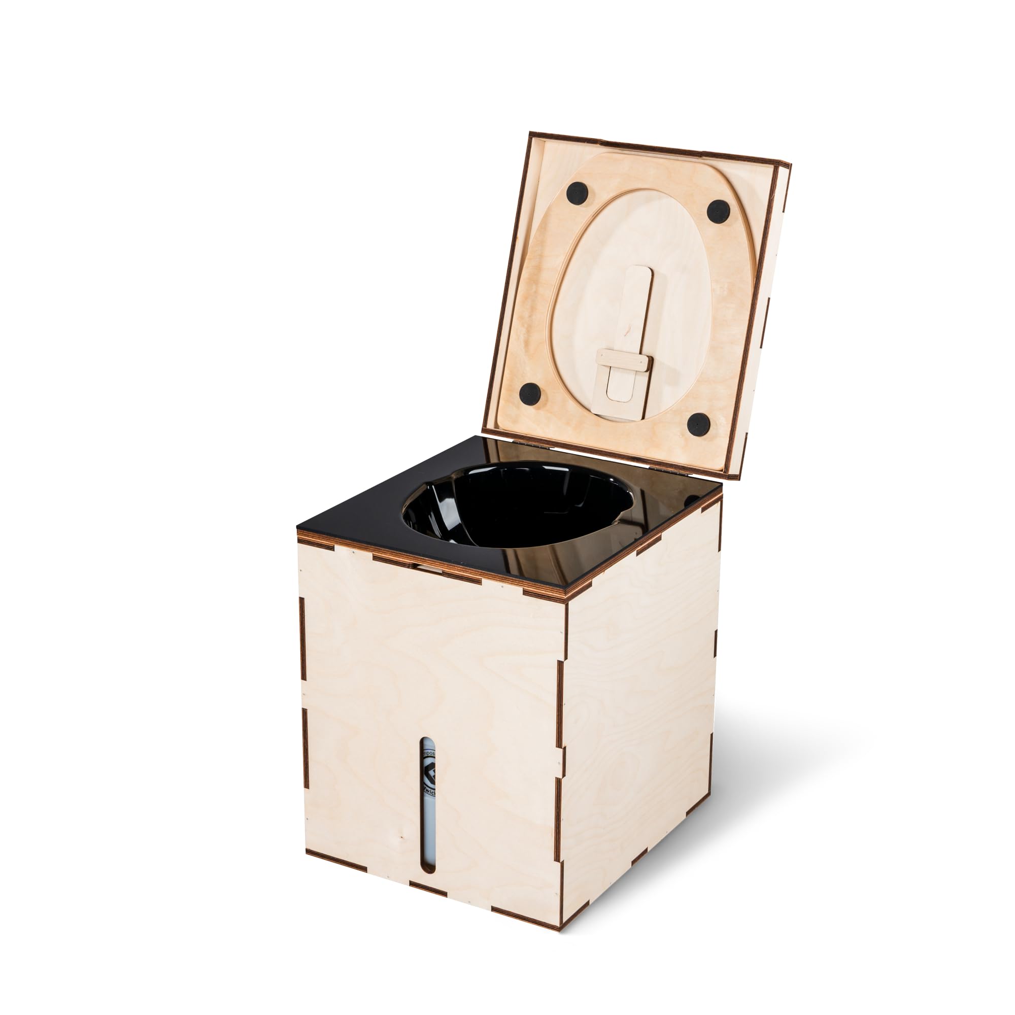 Kildwick MiniLoo Bausatz Trockentrenntoilette schwarz - Kompakte Campingtoilette für Camper, Tiny House, Garten, Boot, 9,5L Kanister, Magnetklobrille, Holzgehäuse, DIY-Komposttoilette