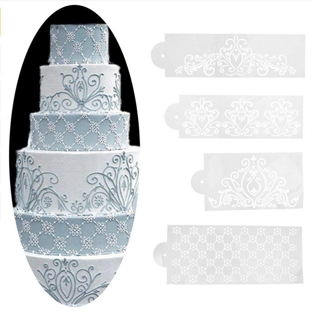 Valink Flower 02 Vak Cake Stencil, Cake Border Stencil Decoration Mould Set, Flower Fondant Cake Spray Mold,Cookie Print Sugar Sieve Sugar Craft Modeling Tool, Kitchen Bakeware Cake Mold Baking Tool