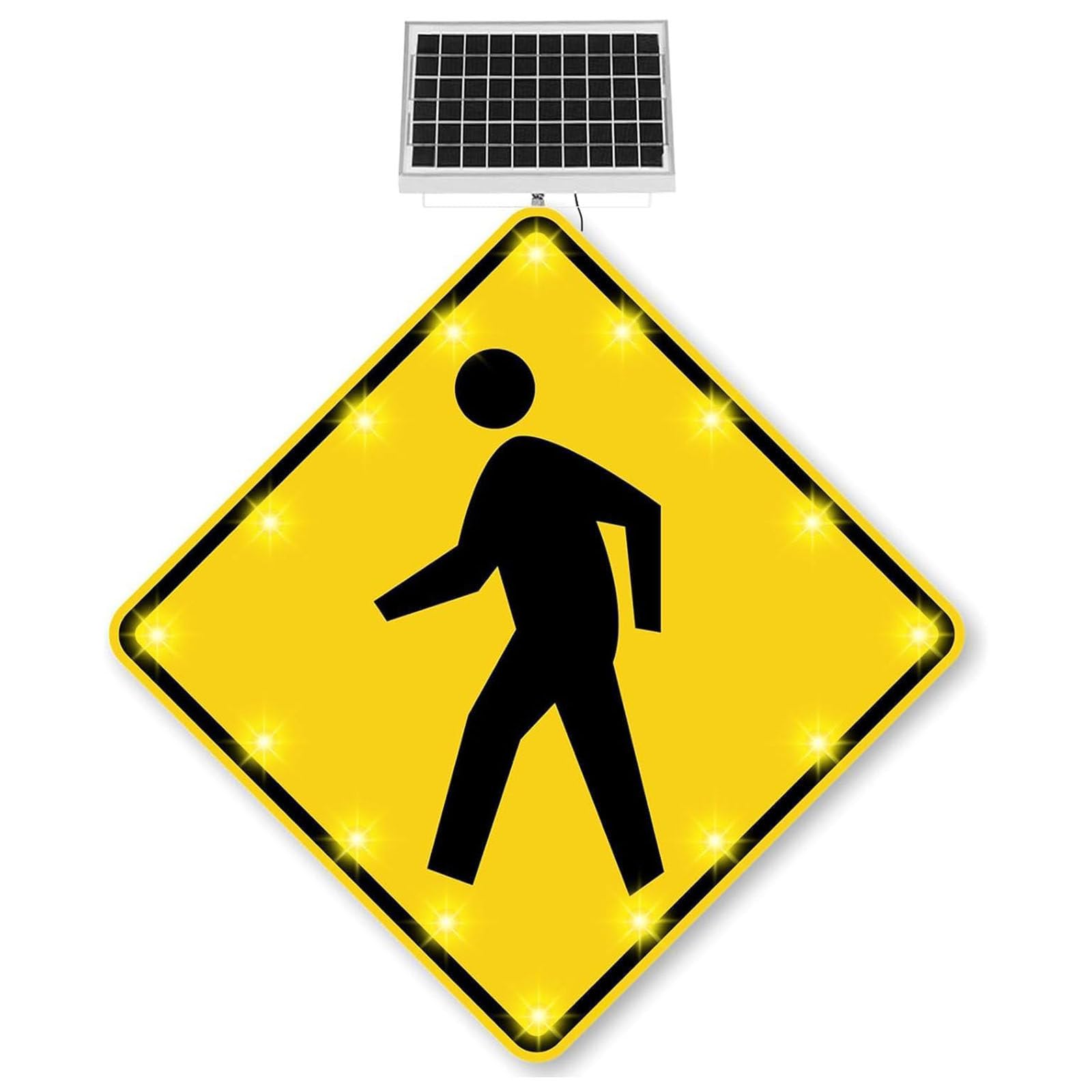 Señal solar de cruce peatonal, señal de advertencia LED intermitente, señal de seguridad vial de bajo consumo para calles y cruces peatonales, marco de aluminio