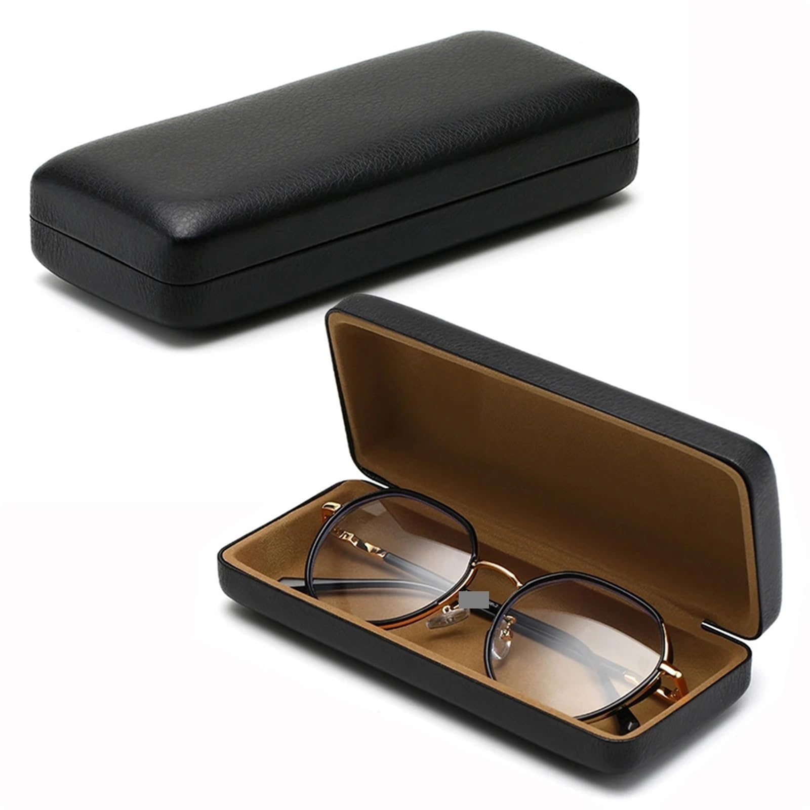 Custodia Per Occhiali 2 pezzi semplici occhiali in pelle PU custodia for occhiali da sole portatili quadrati in metallo donna uomo scatola di immagazzinaggio for occhiali resistente allo stress