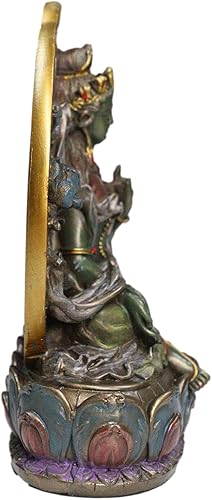 Miniatura 5 de Ebros Budismo Arya Khadiravani Tara verde meditando en el trono de loto Estatua de Buda de 6 pulgadas de alto Bodhisattva Jetsun Dolma Altar