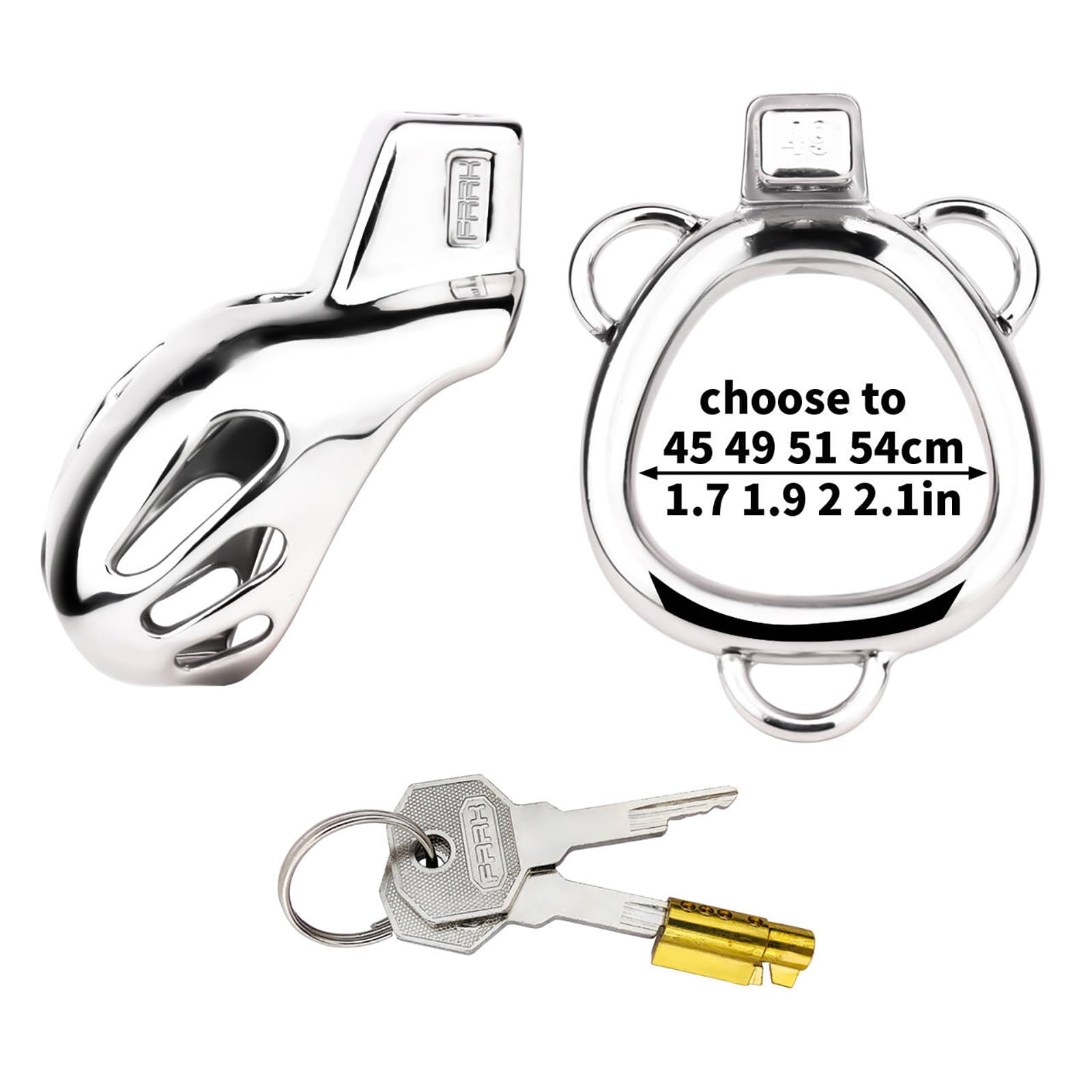 Hollow Chastity Cage hommes avec 3-Way Fixed Adjustable Belt, Cage de chasteté hommes adultes jouets sexuels, Smooth One-Piece Design, cage à pénis pour SM Bondage (54mm)