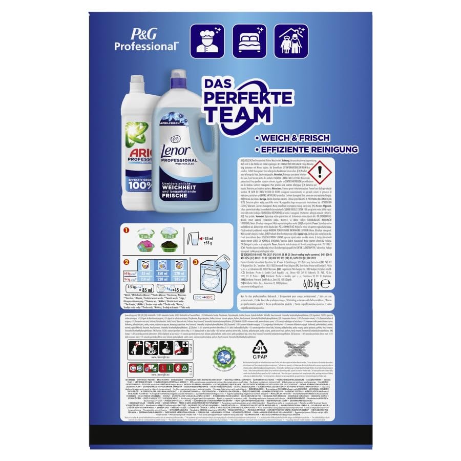 Ariel Detergente en polvo profesional Universal+, combate todo tipo de manchas de grasa, para uso profesional