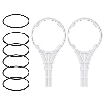 6pcs Water Filter O-Rings with 2pcs Wrench for Big Blue, 3.62" OD Rubber O Ring Seal Gasket for Reverse Osmosis Water Filter Housings Compatible with Big Blue Pentair Pentek Replacement Parts