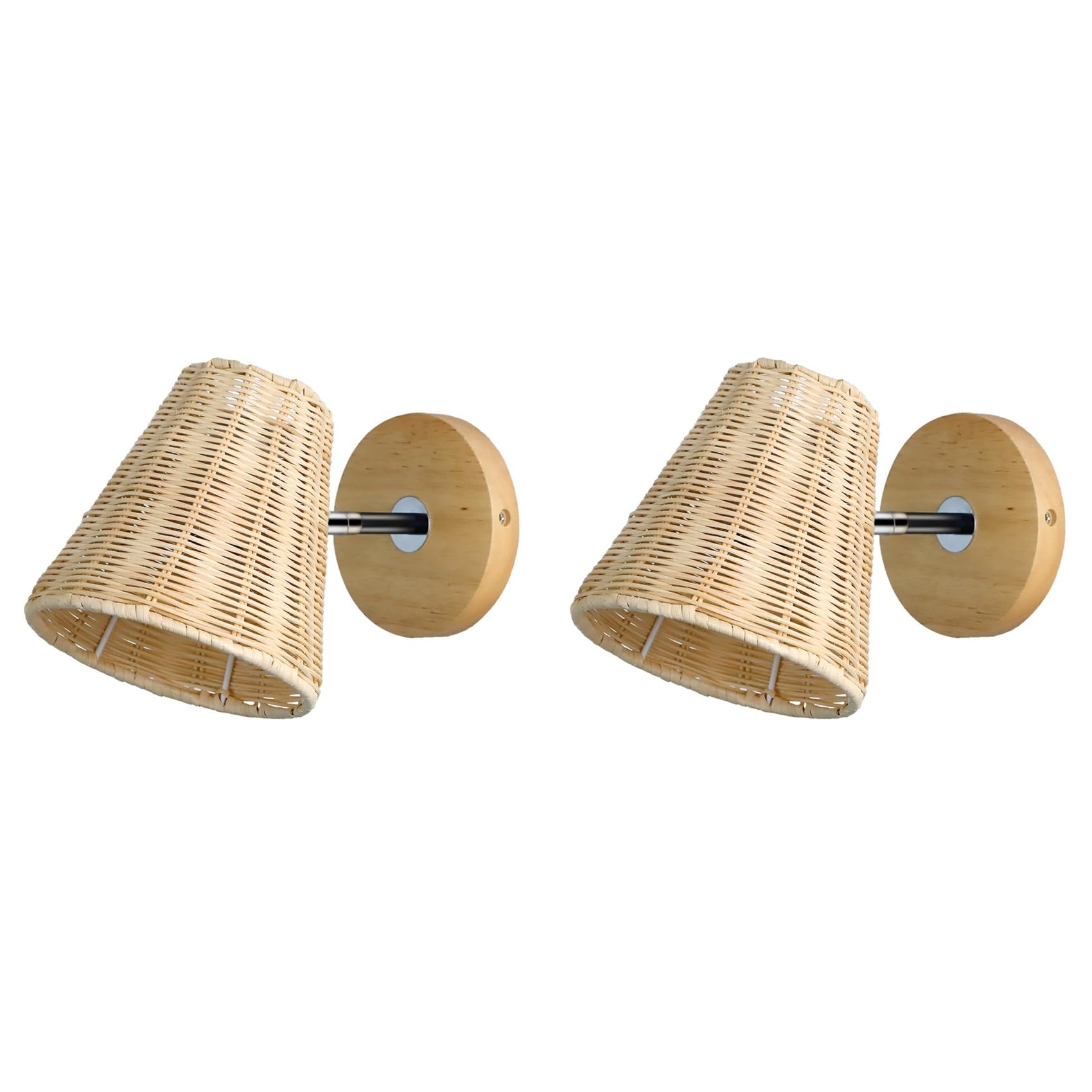 Applique murale rétro rotin salon lot de 2 lampes LED tressées pour chevet
