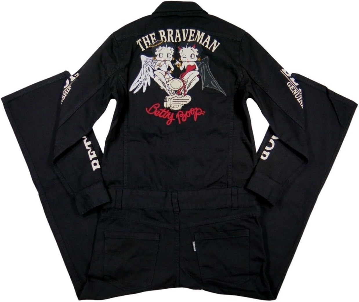 m6795【コラボ】【Betty Boop Braveman】ツナギ XXL 黒 Amazon.co.jp: [ブレイブマン] × ベティ・ブープコラボ 肉厚