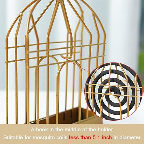 Miniatura 4 de Soporte de bobina de mosquito de metal portátil, soporte de incienso retro, jaula colgante para pájaros, decoración de jardín para el hogar, bar,