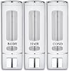 3-in-1 Shampoo and Conditioner Dispenser, Shower Dispenser 3 Chamber No Drill, 400ML Shampoo Dispenser, Wall Mounted Soap Dispenser for HotelHome Bathrooms and Other Upscale Places - White