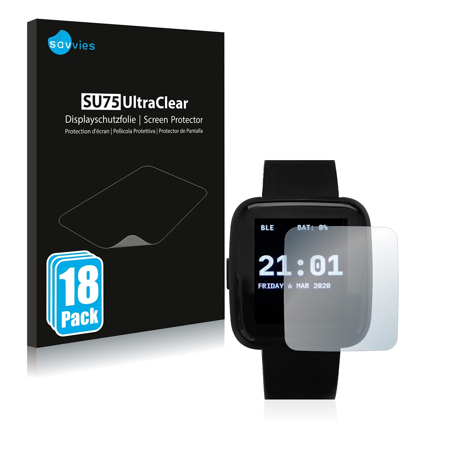 Savvies18 Pack Screen Protector compatible with Pine64 PineTime Protection Film Clear