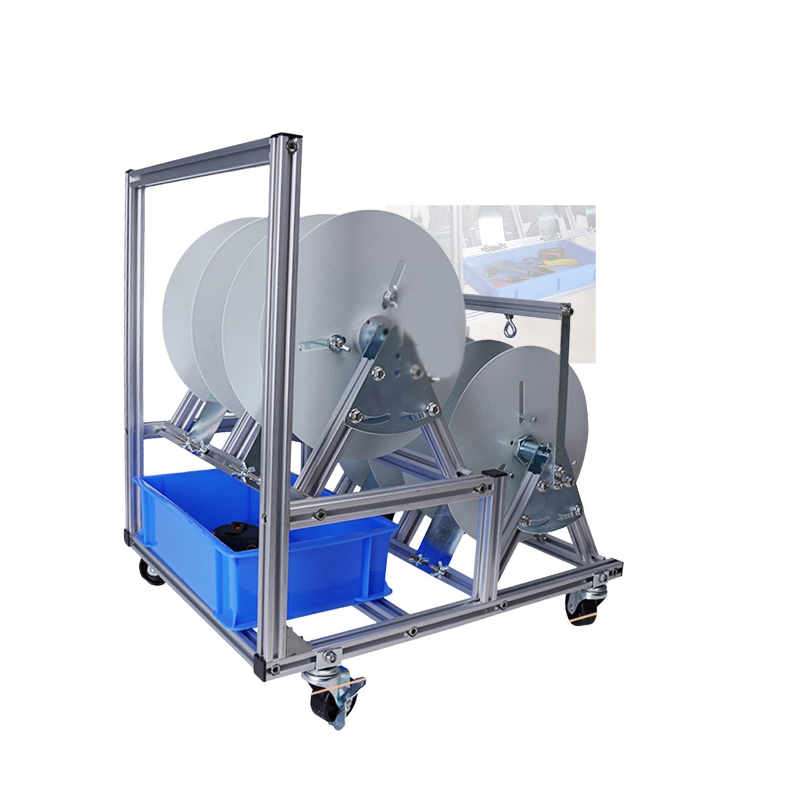 WDSOPK Wire Spool Rack with 4/6 Rods, Cart Wheels,Portable Dispenser, Spools Up To 25cm In Diameter for Industrial (4 Rods Wire)