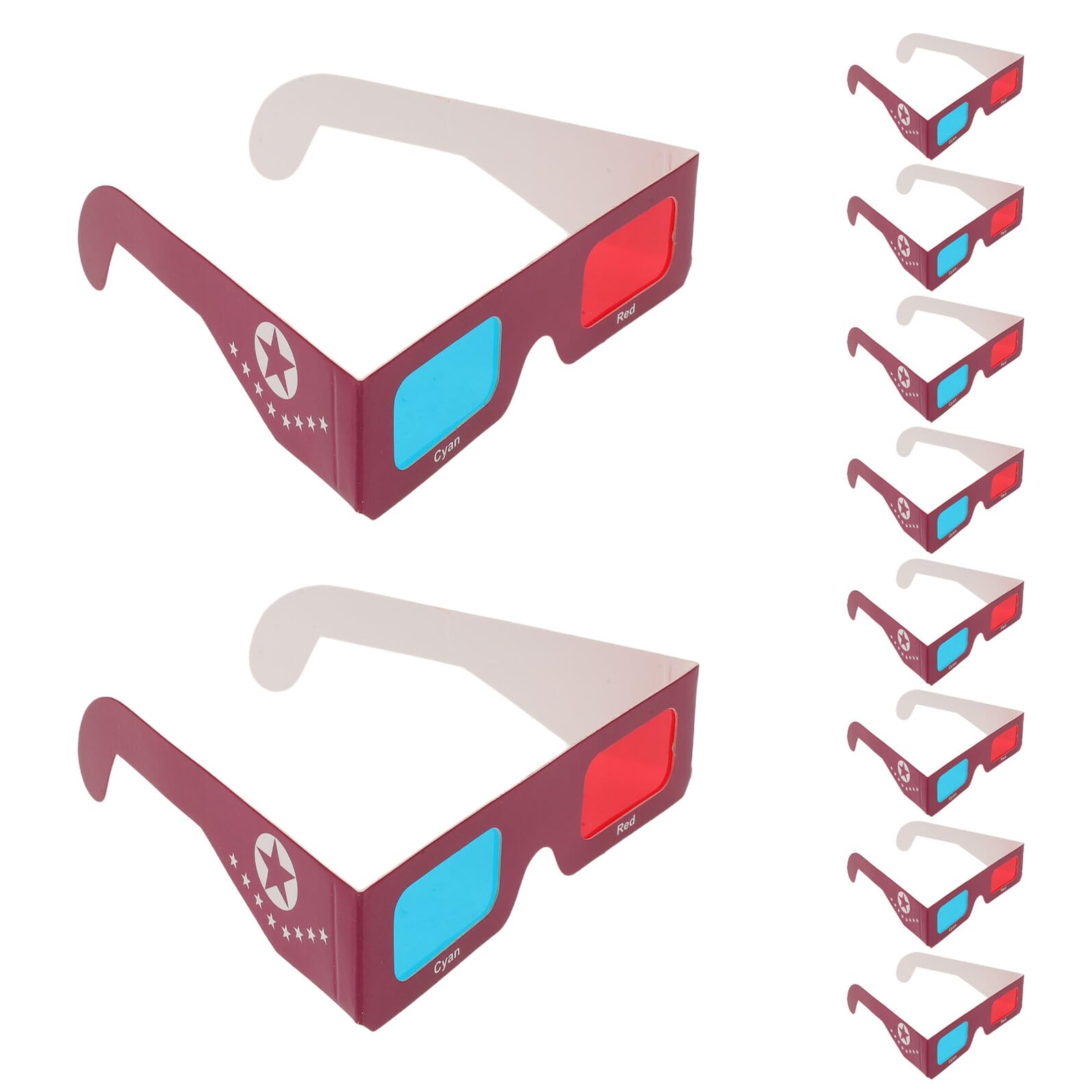 10 Occhiali 3D di Carta Rosso Blu Usa e Getta per Film TV e Computer Set di 10 Pezzi Leggeri per e Adulti Compatibili Visione 3D e Attività di Gruppo