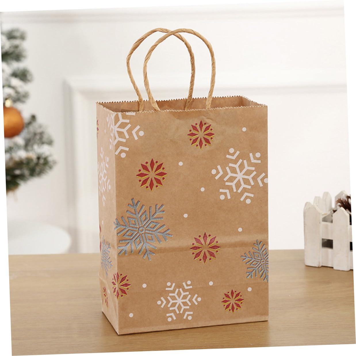 SHINEOFI 20pezzi Sacchetti Regalo di Natale in Carta Kraft Decorati Motivo Fiocco di Adatti per Feste e Regali Disponibili in Confezione