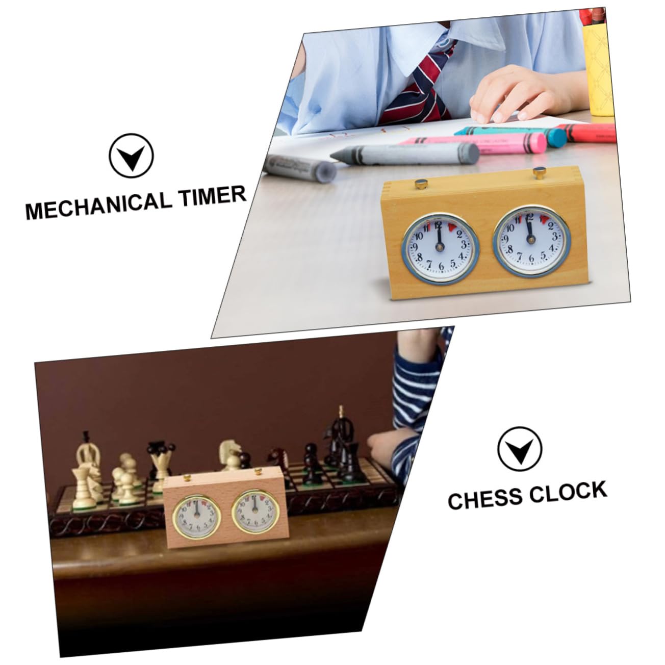 KOMBIUDA Horloge Échecs Mécanique en Bois Dispositif de Chronométrage D'échecs Simple et Portable pour Jeu de Société de Chinese Chess