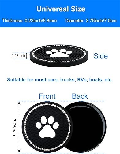 Miniatura 3 de 2 posavasos con diseño de pata de gato, universales de 2.75 pulgadas, antideslizantes, de silicona, para vehículos, bonitos posavasos de goma,