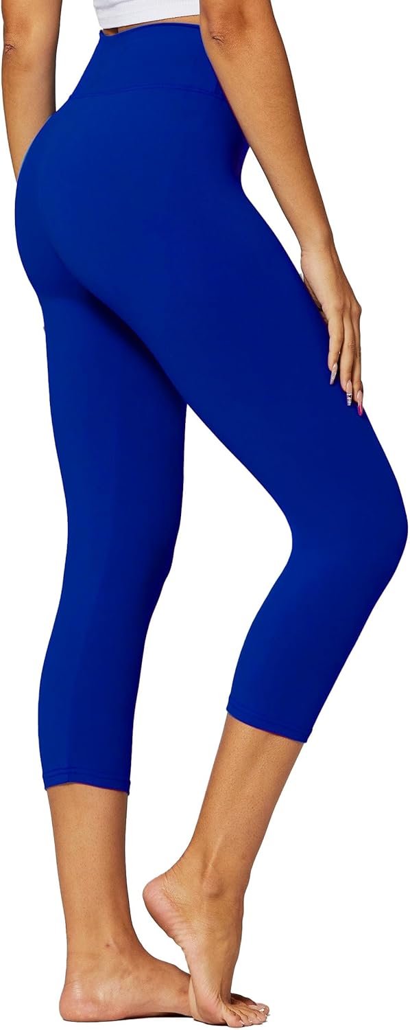 High Waist Leggings in Shorts, Capri & Full Length - Buttery Soft Premium Fabric - 3" High Waistband - Regular & Plus Size Capri Length One Size Plus Solid - Royal Blue