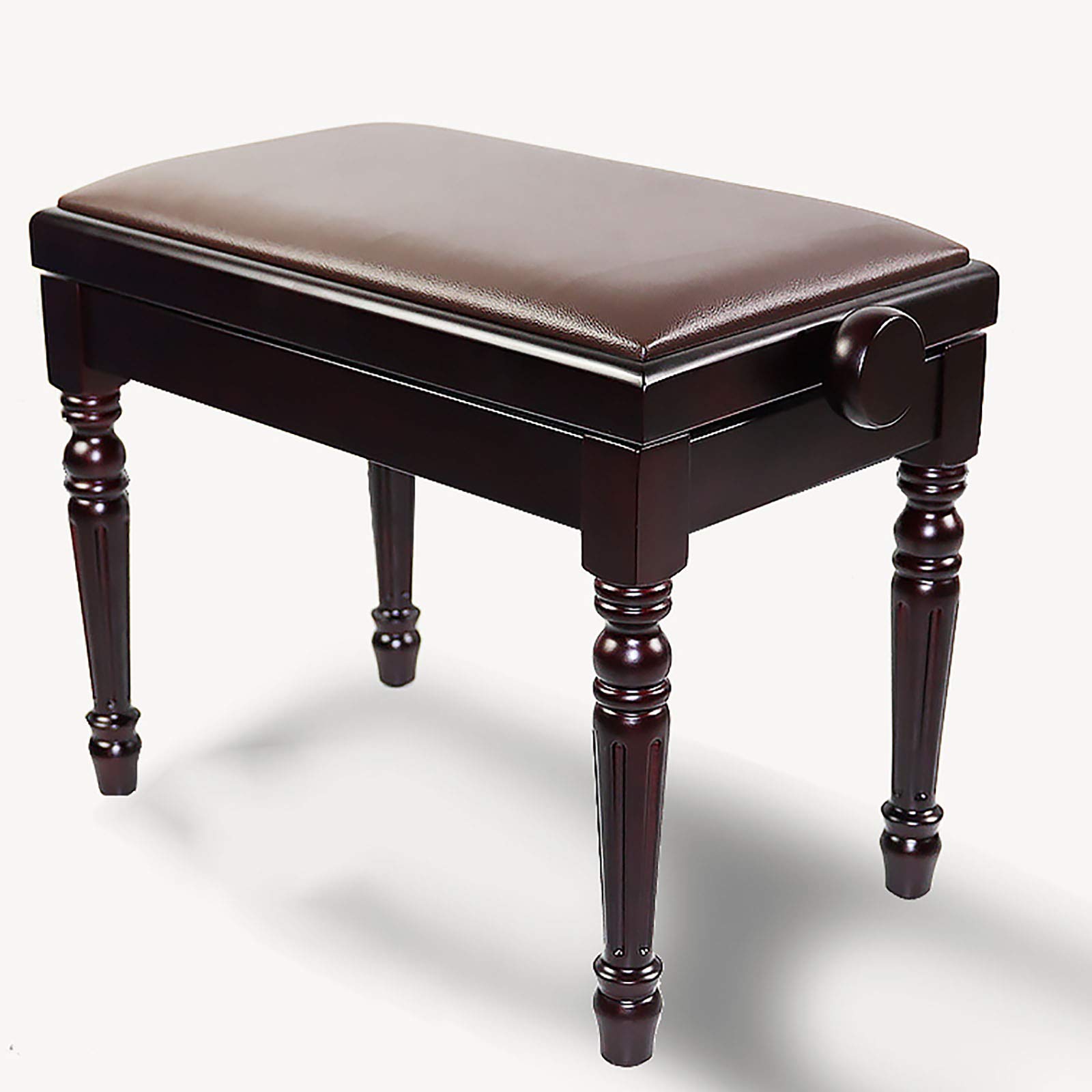sdneNest Taburete de madera para piano con cojín de altura ajustable para teclado, tocador, tocador, impermeable, rango de color marrón, 46 a 56 cm, marrón