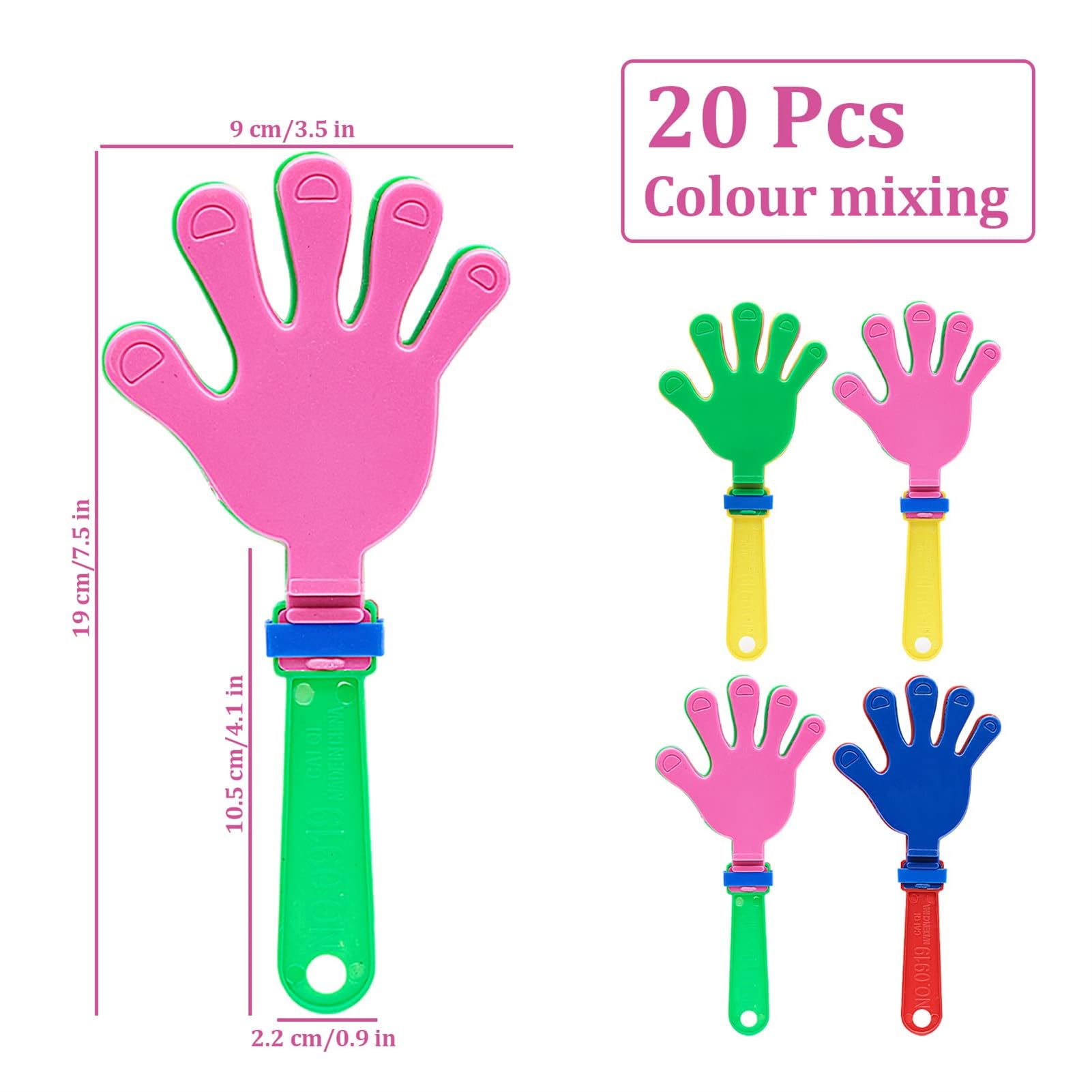 20 Pezzi， Clapper a Mano Battimani in Plastica da per Feste, Eventi Sportivi e Celebrazioni 19cm