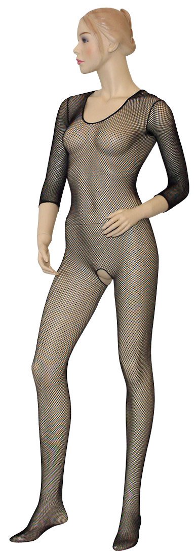 NO:XQSE Net Catsuit with Sleeves - Black - One size