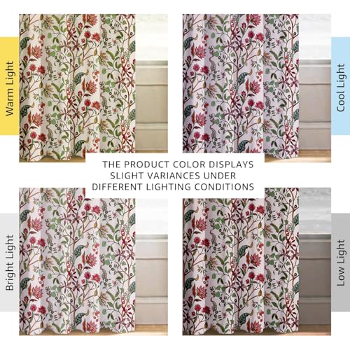 Image of Cloth Fusion Printed 100% Blackout Door Curtains 7 Feet Long Set of 2, Room Darkening Parda with Stainless Steel Grommets for Home Decor (7x4.5 Feet, Ivory Dream)