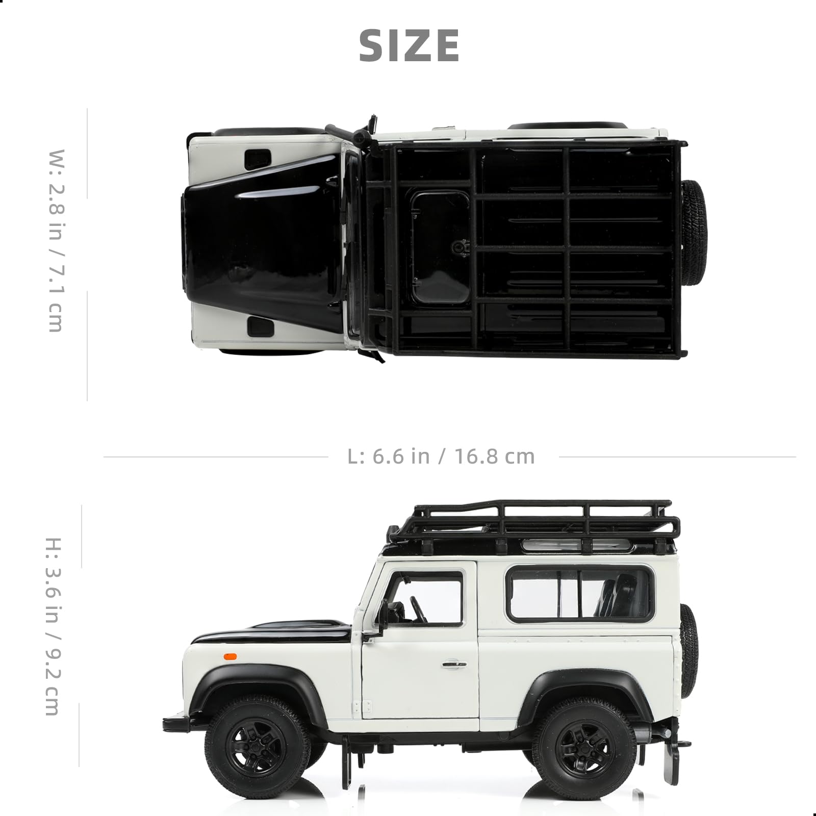 1/24 Scala compatibile per Land R0ver Defender Off-Road auto giocattolo classico modello di veicolo giocattolo Mini lusso modello di veicolo collezione e regalo per il bambino Aldult (bianco