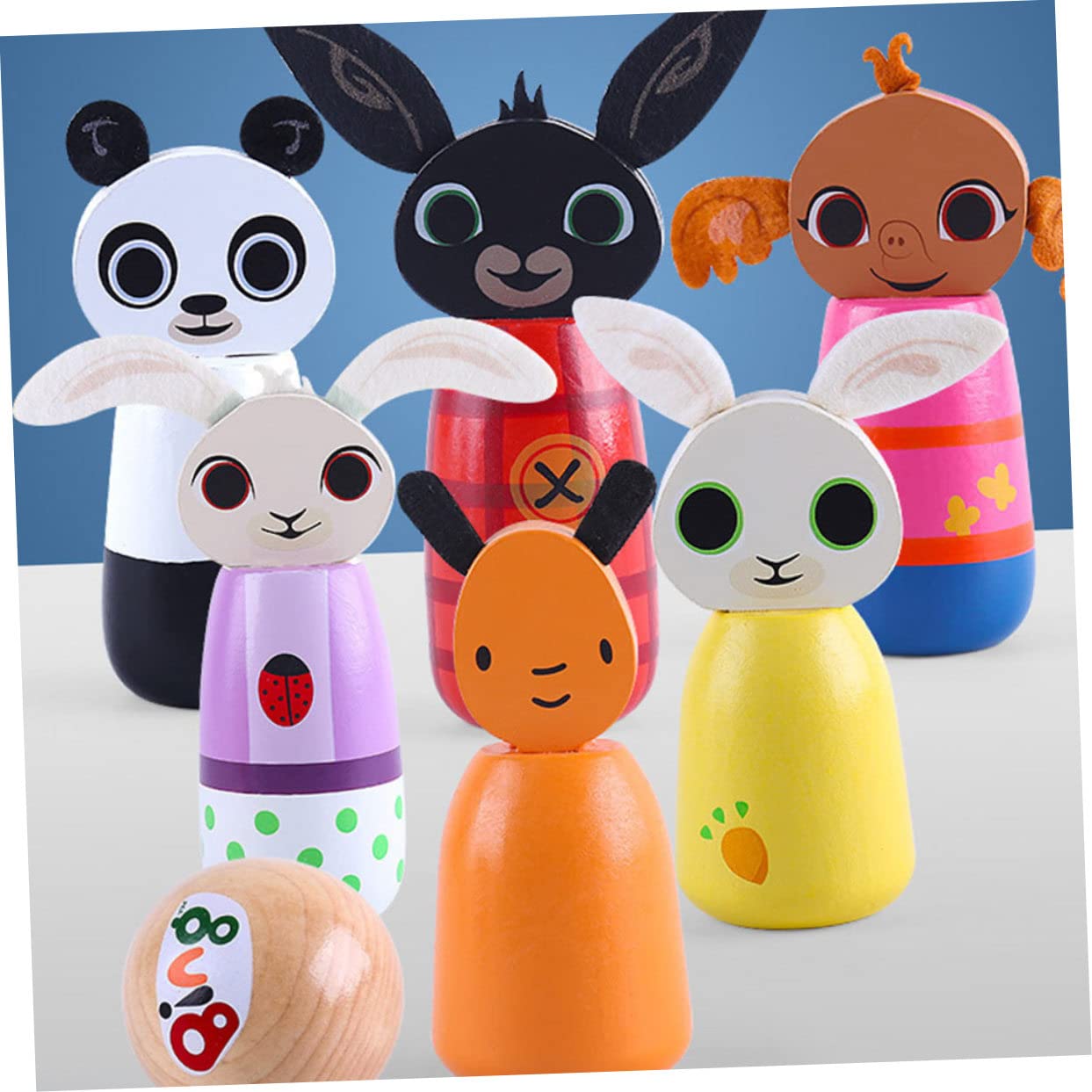 Kit de Bowling pour Garçon et Filles en Bois, Jeu Animalier de Table
