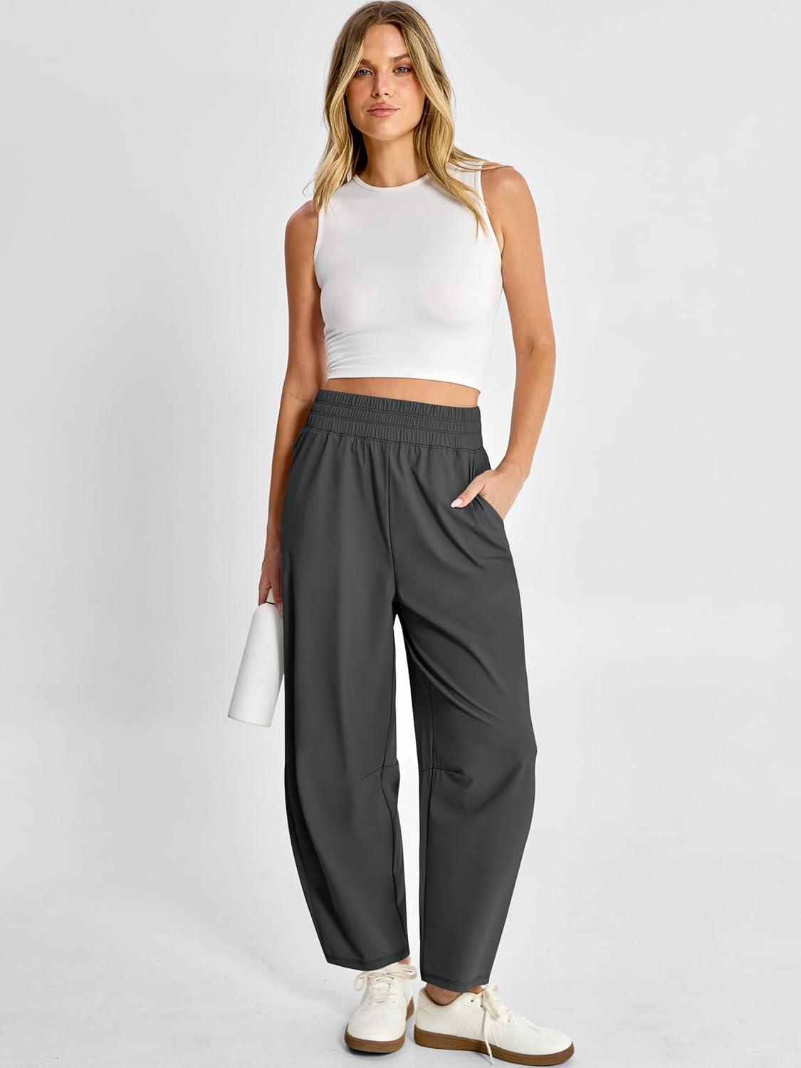 Caracilia Womens Barrel Wide Leg Hiking Pants High Waisted Baggy Summer Quick Dry Athletic Trousers with Pockets 2026