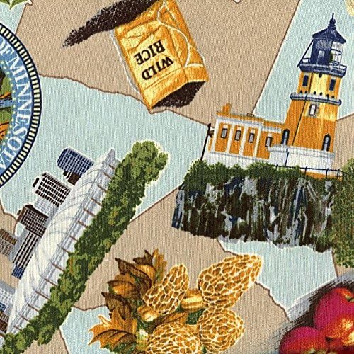 Season's Best State of Minnesota 100% Cotton Fabric (Great for Quilting, Sewing, Craft Projects, Throw Pillows & More) 1/2 Yard X 44