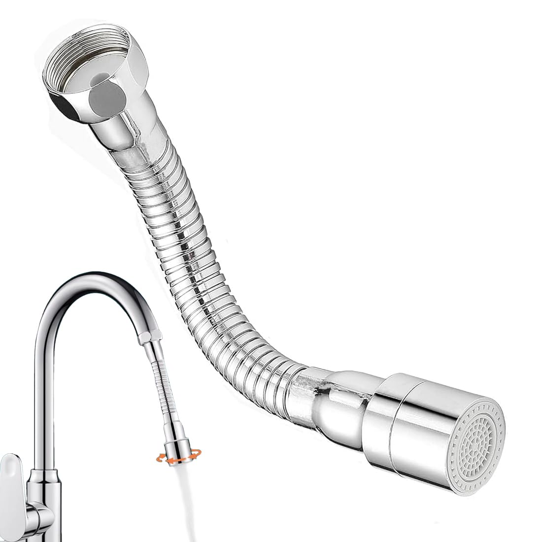 Faucet Mounts, prolunga rubinetto bagno Un'asta di prolunga per rubinetto da 16 cm, direzione fissa, antispruzzo, comoda per lavarsi i denti, il viso, i capelli e prendere l'acqua (argento)