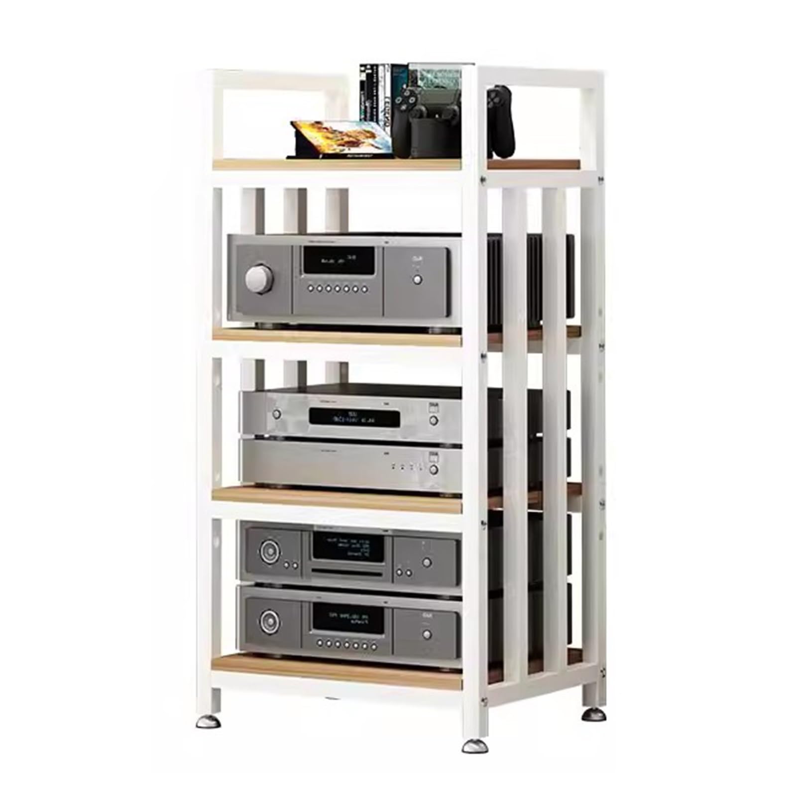 ROHCGHC Audio Rack Tower, HiFi Rack Floor Standing Stereo Stand Cabinet, 4 Tier Audio-video Shelving for Speaker/Record Player/Component(White)