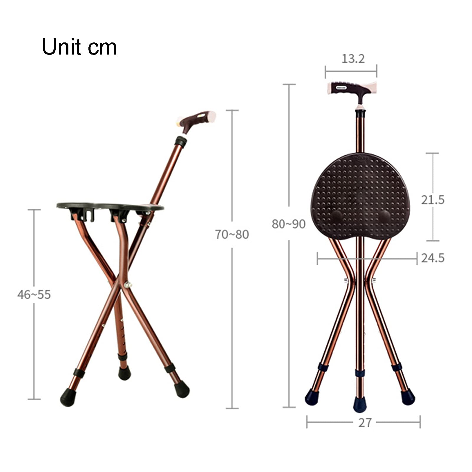Bastón con luz LED, bastón para Hombres y Mujeres, Bastones de Agarre Ajustable y ergonómico, bastón portátil (Color : Azul)