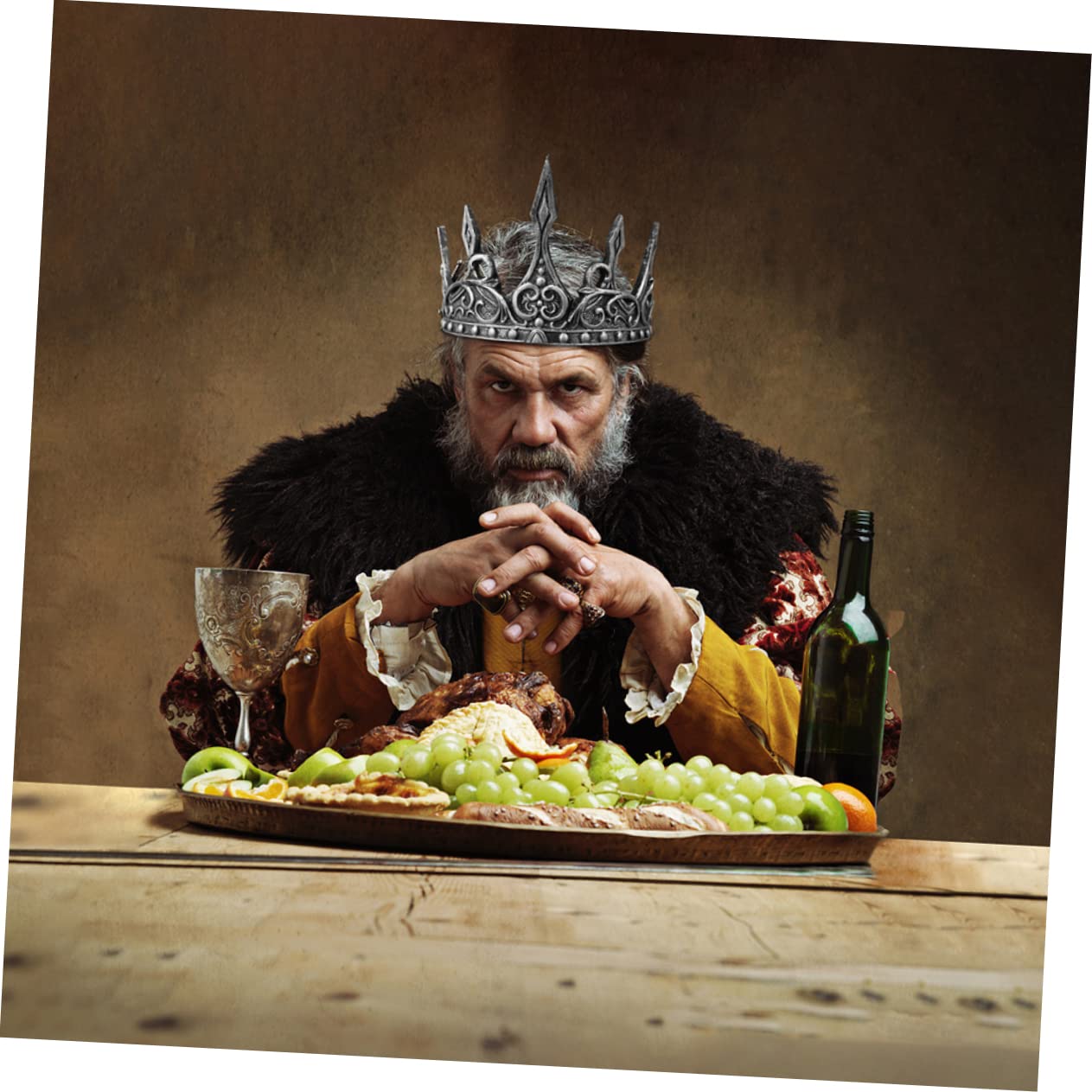 Didiseaon 2pcs Gold Crown Headband Men's Medieval Pu Crown Adjustable for Special Occasions Parties Halloween