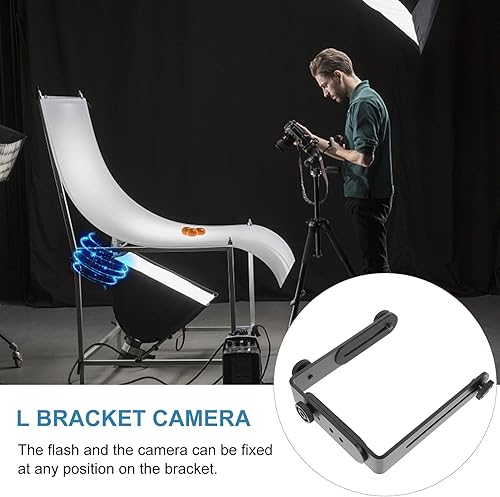 Miniatura 9 de Soporte de flash de cámara en forma de L doble soporte de cámara de metal en forma de L Soporte de zapata caliente Soporte estabilizador de mano