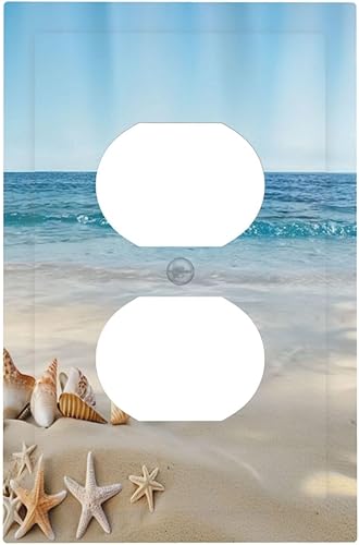 Miniatura 50 de Cubierta de Interruptor de Luz de 1 Gang con Escena de Flores de Grecia Mediterránea, Dispositivo Individual Basculante/GFCI, Placa Decorativa