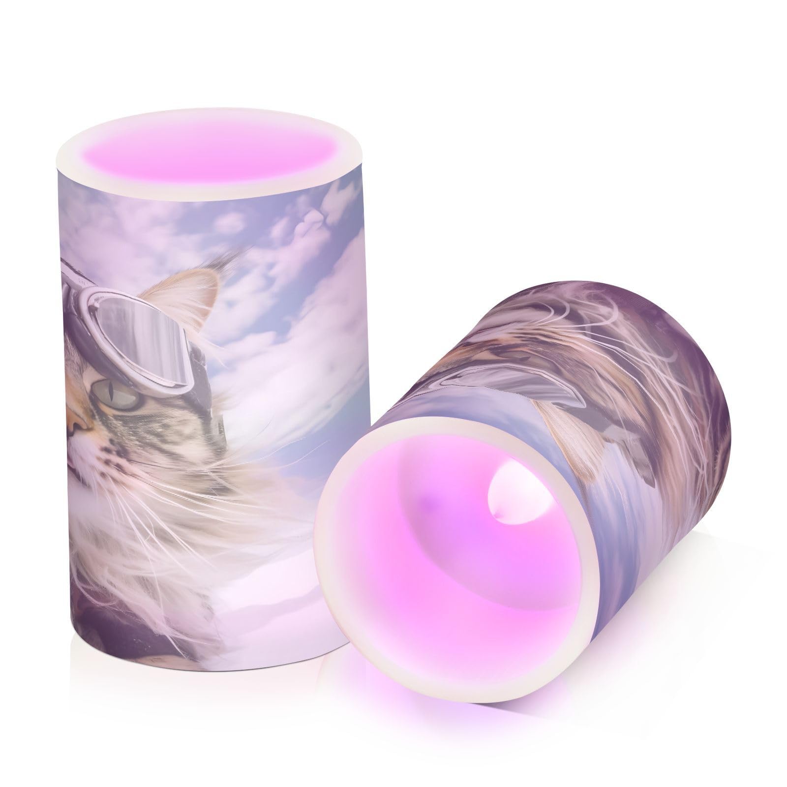 ALAZA Cat (56) Flickering Flameless Candles Battery Operated with Remote Timer,Tea Light Candles LED Pillar Votive Candles Set of 2 for Outdoor Indoor Decorations